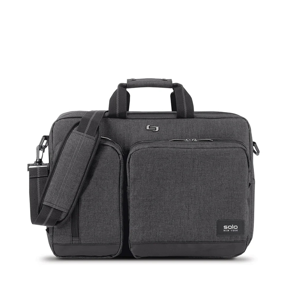 Solo New York Duane Hybrid Briefcase Backpack 15.6 Laptop Bag Travel Grey EUC